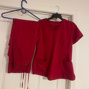 Healing Hands Vibrant Red Scrub Top